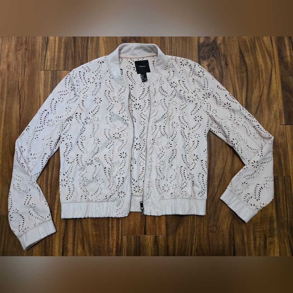 Forever 21 Suede Bomber Jacket In Soft Beige